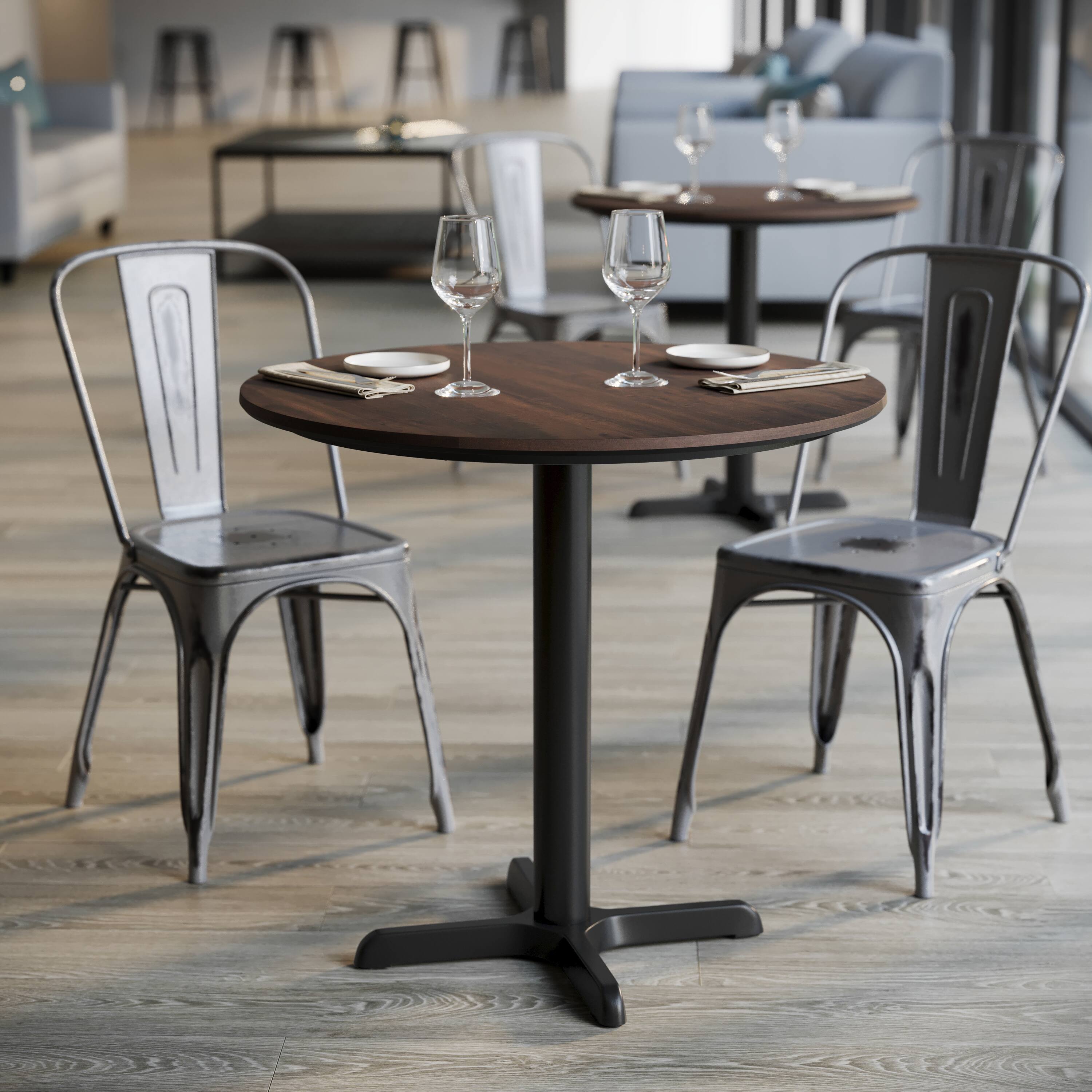 Alt View 4. Emma + Oliver - PureShield Tabletop with Seam-Free Surface Innovation and Table Height X-Base - Dark Brown/Black Base.