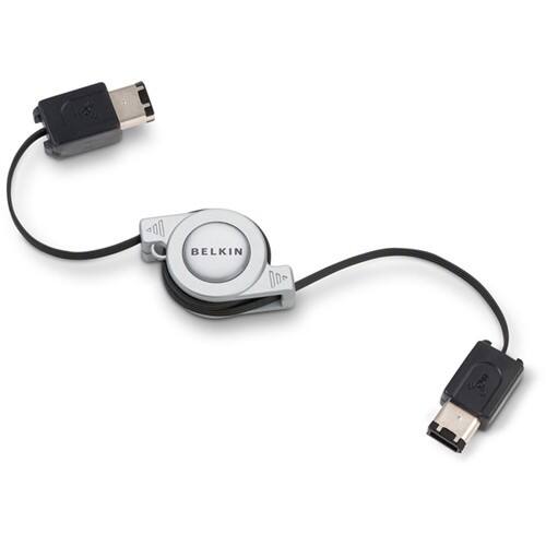 Front Standard. Belkin - Retractable FireWire Cable - Silver.