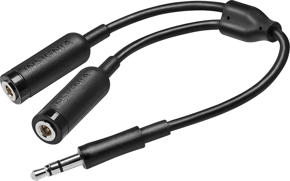 Angle View: Insignia™ - 3.5mm Stereo Splitter Cable - Black