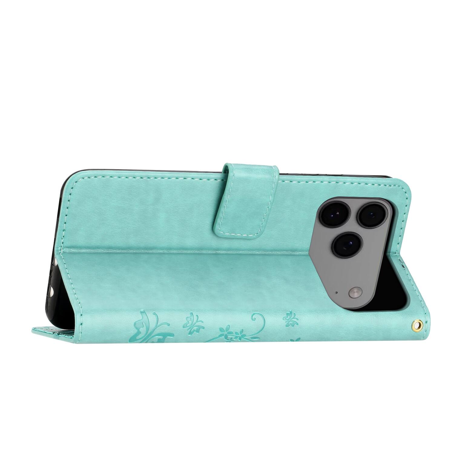 Alt View 1. Dteck - Wallet Case for Apple iPhone 18 Pro Max, Butterfly Floral PU Leather Flip Card Slots Cash Pocket Kickstand Strap Cover - Green.