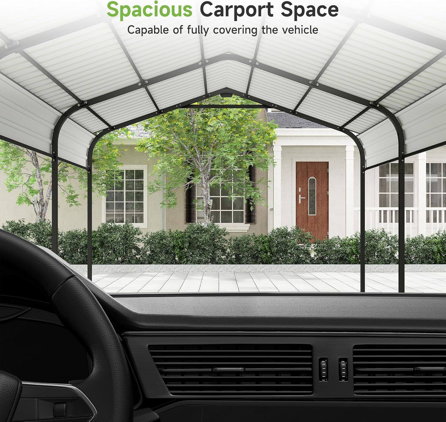Spacious Carport Space  
Capable of fully covering the vehicle