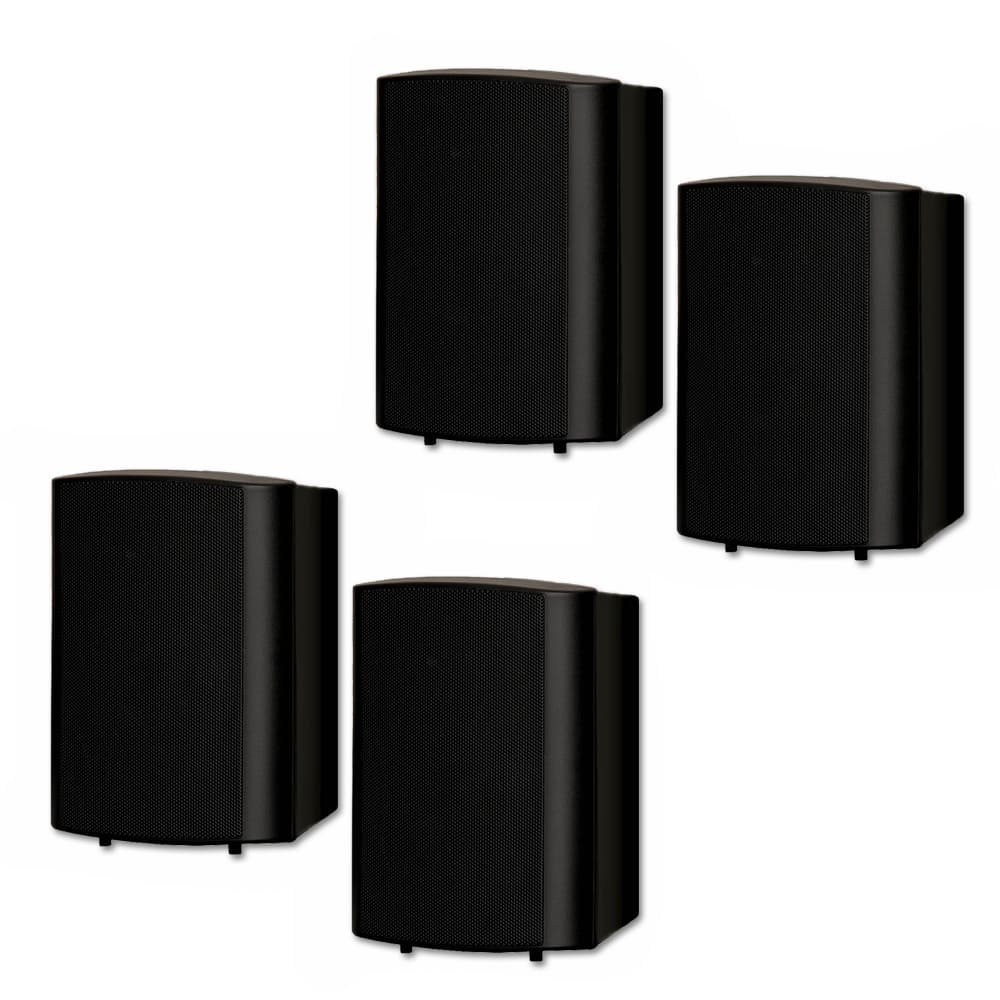 Theater Solutions by Goldwood - TS425ODB Indoor or Outdoor Speakers Weatherproof Mountable 2 Pair Pack - Black