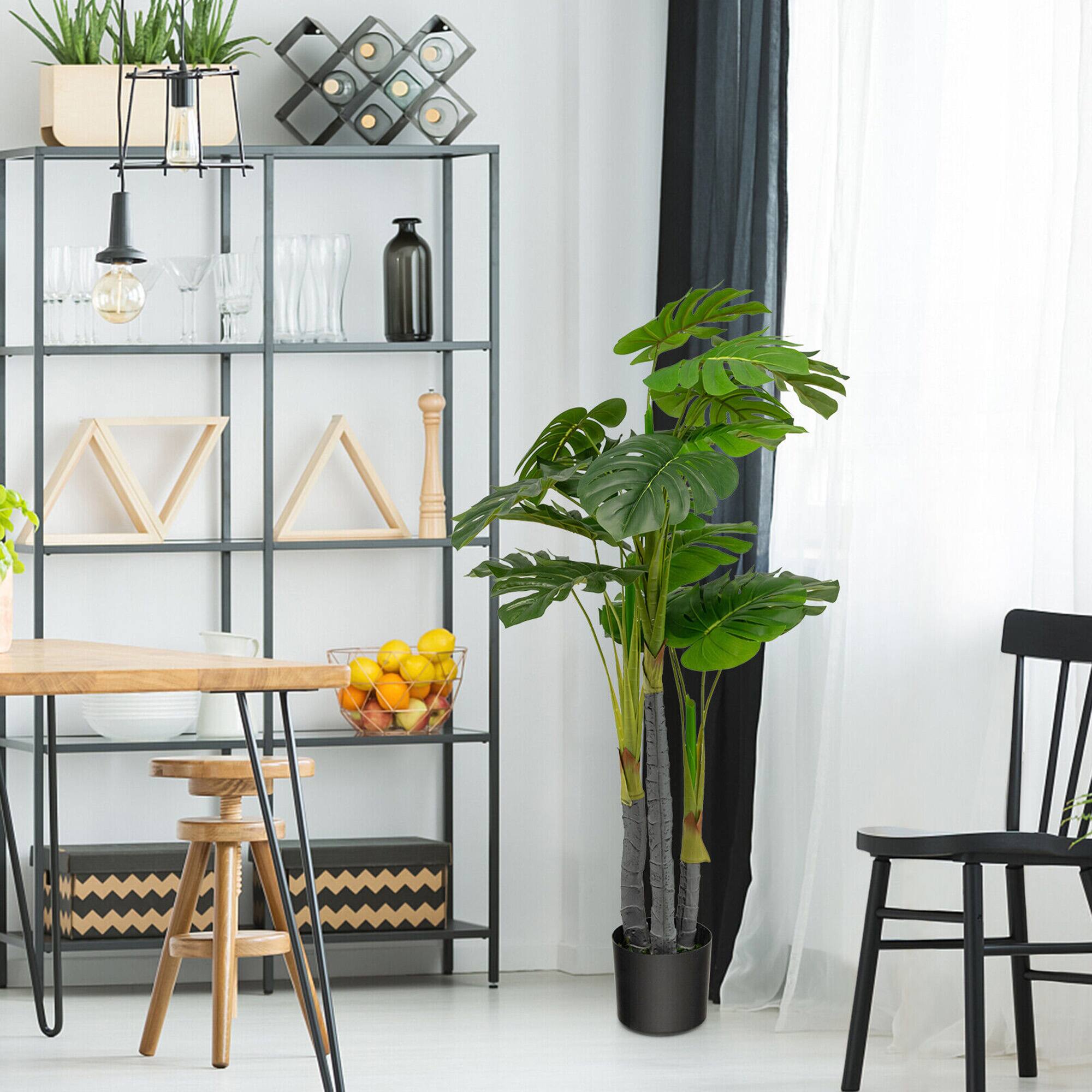 Alt View 3. Gymax - Gymax 4FT Artificial Tree Artificial Monstera Palm Tree Fake Plant for Indoor Outdoor - Green.