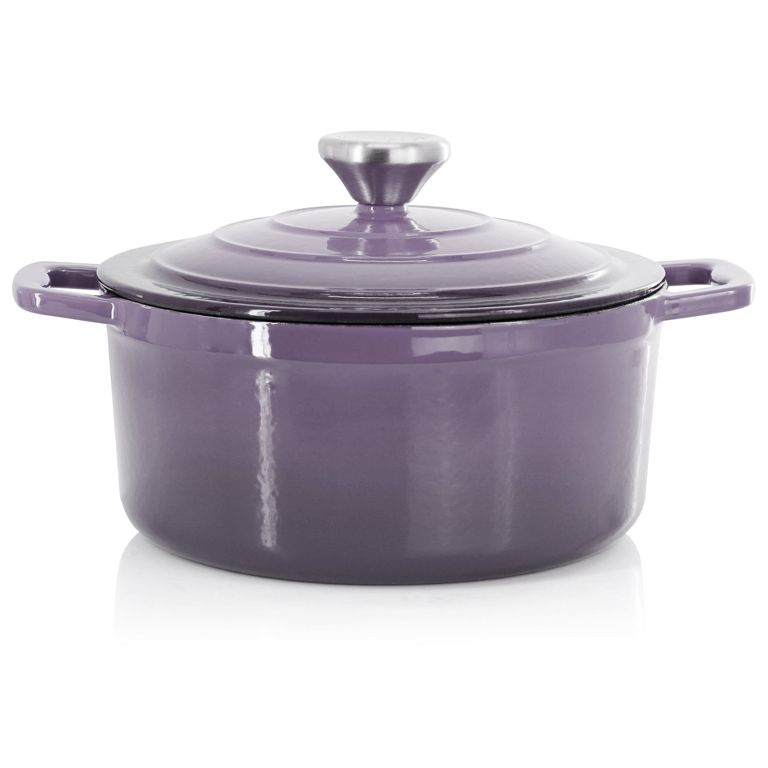 Alt View 1. Mega Chef - MegaChef 2.7 Quart Round Enameled Cast Iron Casserole in Gradient Purple - Purple.