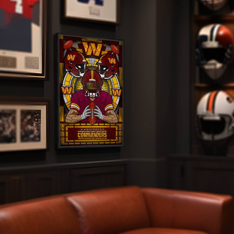 Sporticulture Washington Commanders Framed Stained Glass Art Print Red ...