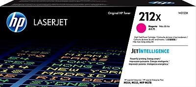 hp LASERJET  
Original HP Toner 212x Magenta  
212x  
Magenta 600 feuilles  
High Yield Toner Cartridge / Cartouche de toner haute capacité / Cartucho de toner de alta capacidad / 高容量トナー  

JETINTELLIGENCE  
Powerful printing. Energy smart.  
Impresión potente. Inteligencia energética.  
Impresión potente. Inteligencia energética.  

HP LaserJet Enterprise M555, M555n, M578  

M554, M555, M578