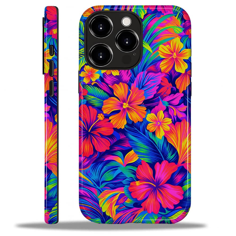 BUBM - Smartphone Case for iPhone - 2-Layer Durable Smartphone Protection Case - Neon Jungle - Neon Jungle for iPhone 15 Pro Max