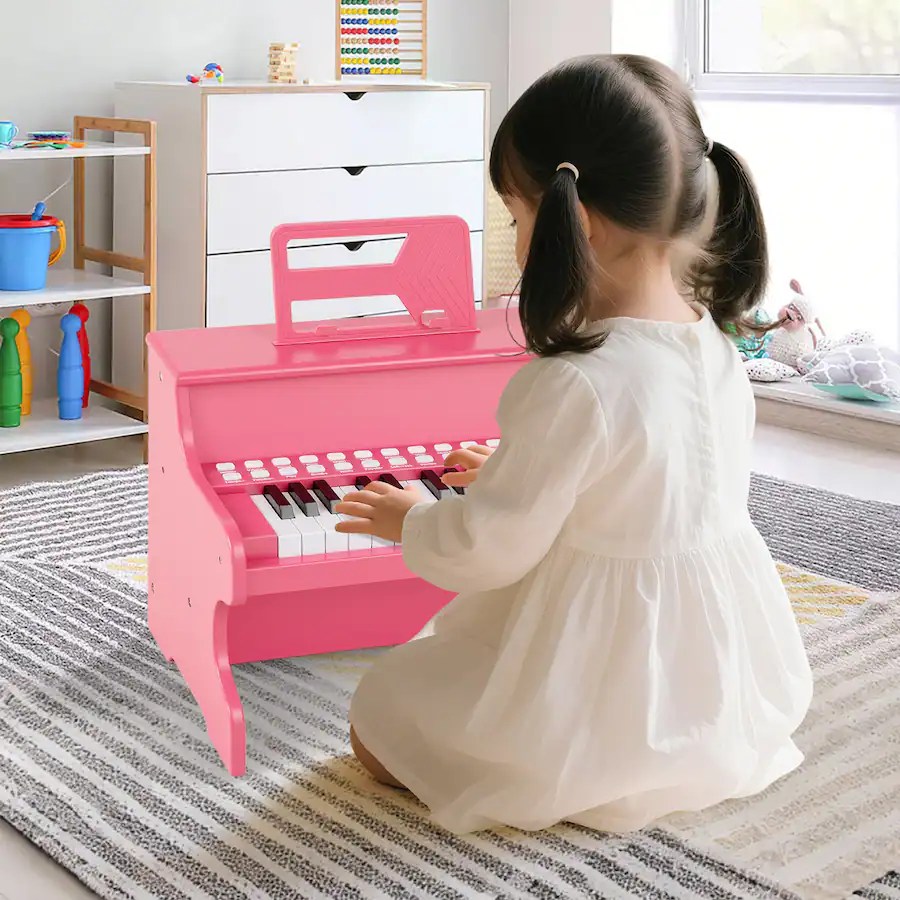 Gymax 25 Keys Digital Piano w/Music Stand Teaching Mode Lighted Keys 6 ...