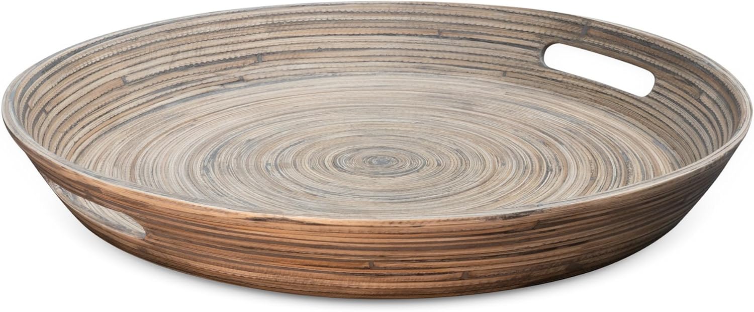 Lexa - Bamboo Serving Tray w/ Handles, 16 Inch, Black Bamboo - Black/Natural price history on PriceWatchPro