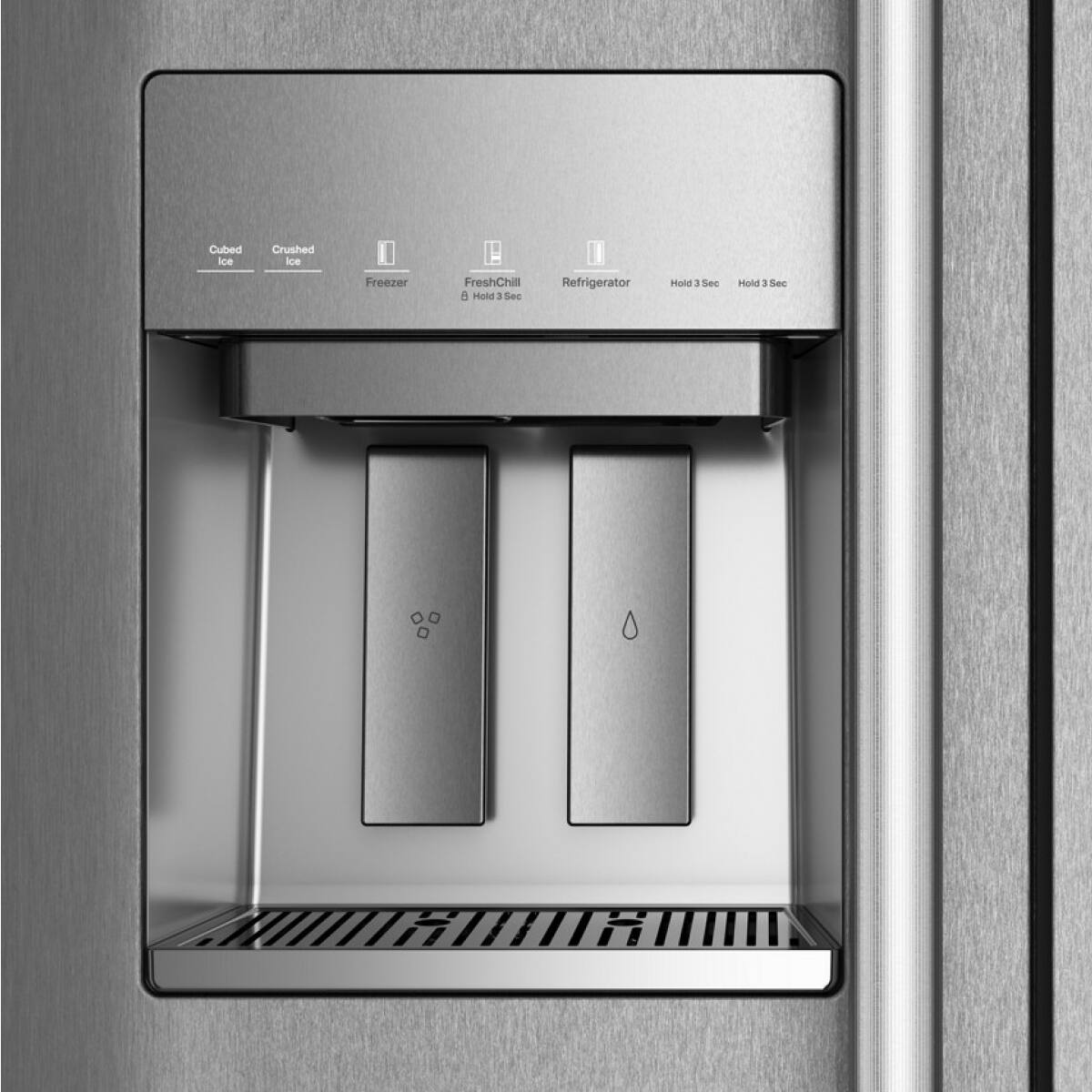 Cubed ice  
Crushed ice  
Freezer  
FreshChill  
Refrigerator  
Hold 3 Sec  
Hold 3 Sec