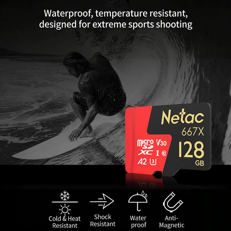 Waterproof, temperature resistant, designed for extreme sports shooting

Netac 667X micro V30 S I @ 128 A2 3 GB

Cold & Heat Resistant
Shock Resistant
Waterproof
Anti-Magnetic