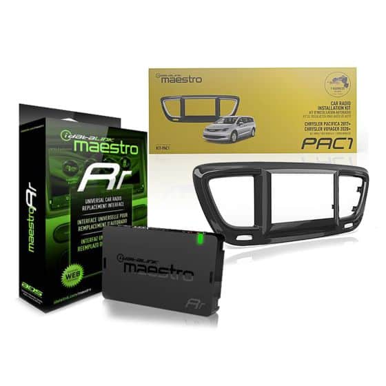 Maestro - KIT-PAC1 + ADS-MRR Radio Fits 2017-2021 Chrysler Pacifica & Voyager replacement bezel for Chrysler Pacifica - Black