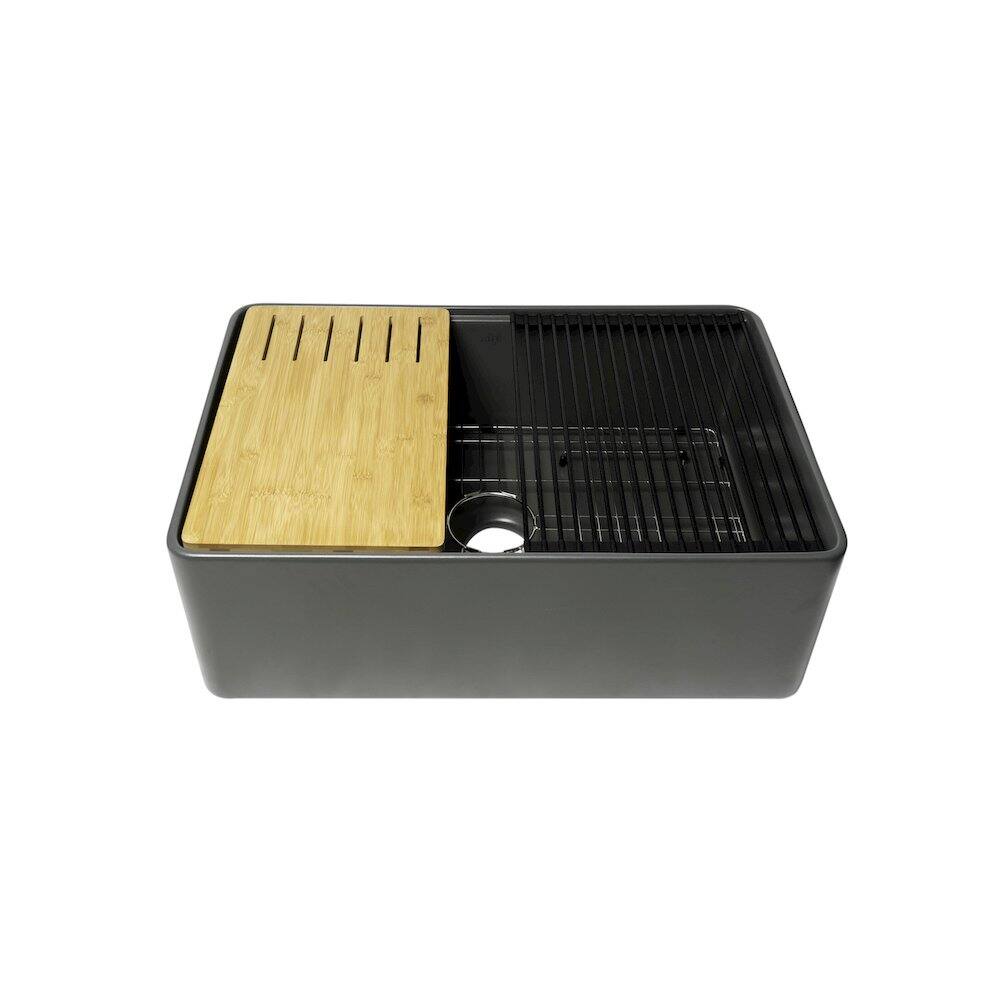 Alt View 5. Alfi - ALFI brand Grey Matte Workstation 30 x 20 Single Bowl Step Rim Fireclay Farm Sink - Gray.