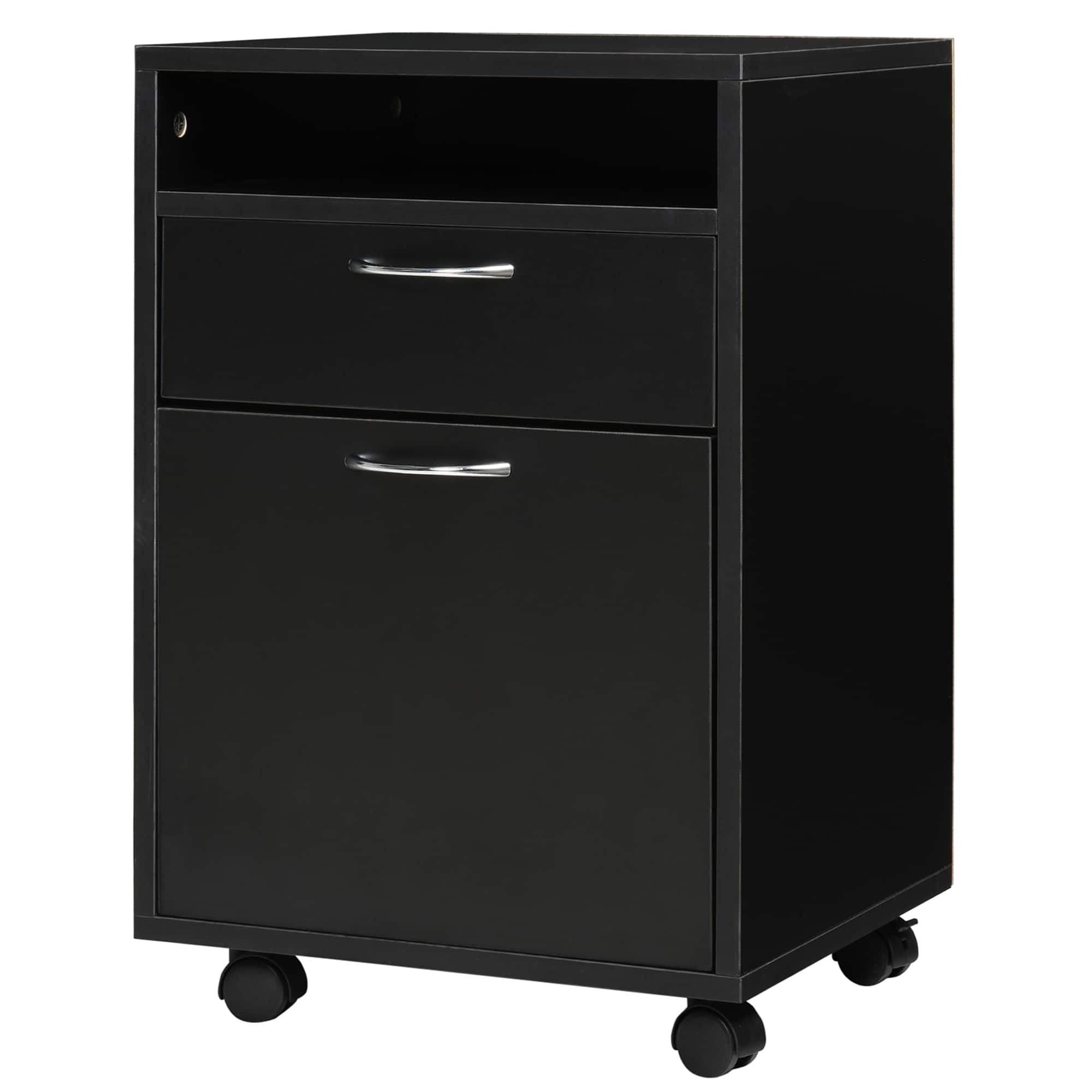 Front. Homcom - Mobile Storage Cabinet Organizer with Drawer and Cabinet, Printer Stand with Castors.