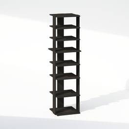 Furinno - Compact 8-Tier Vertical Space Saving Free Standing Corner Shelf, Display Rack, Espresso - Espresso
