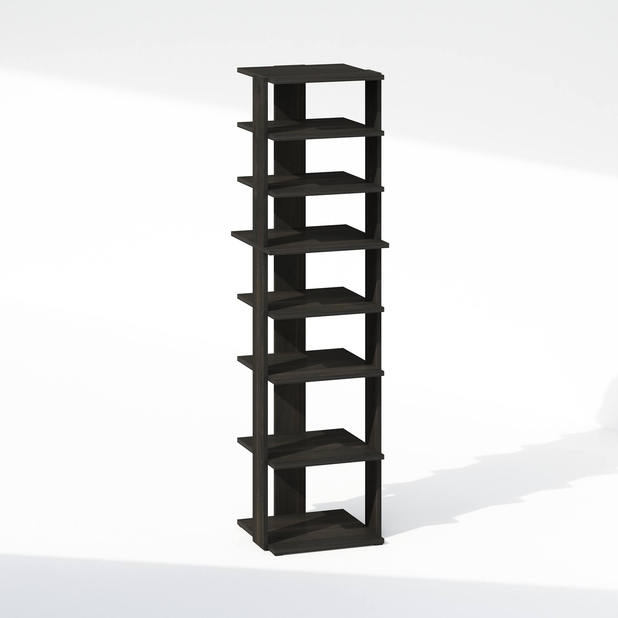 Front. Furinno - Compact 8-Tier Vertical Space Saving Free Standing Corner Shelf, Display Rack, Espresso - Espresso.