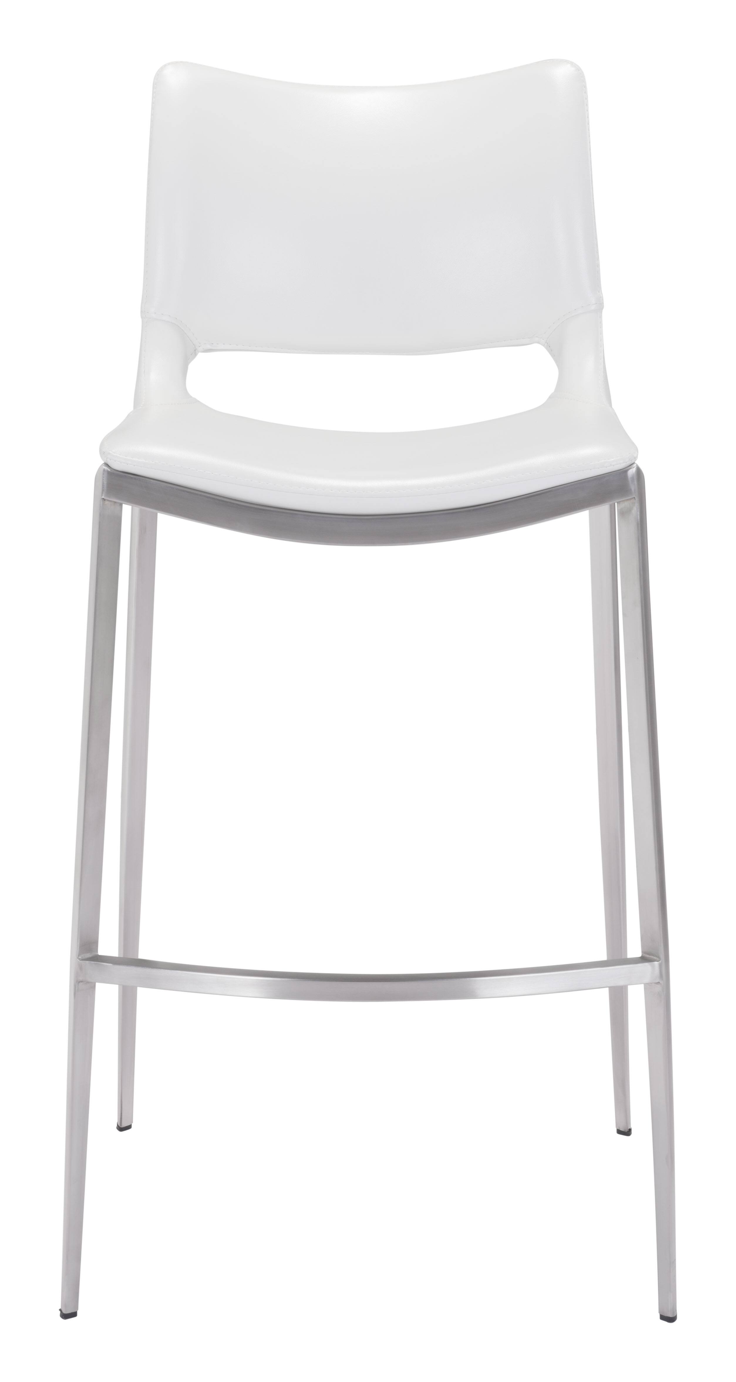 Alt View 1. Hivvago - Ace Barstool (Set of 2) White & Silver - White & Silver.