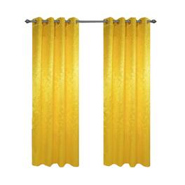 Olivia Gray - 100% Polyester 200 GSM Dyson Embossed Blackout Grommet Curtain Panel 54" x 84" - Yellow