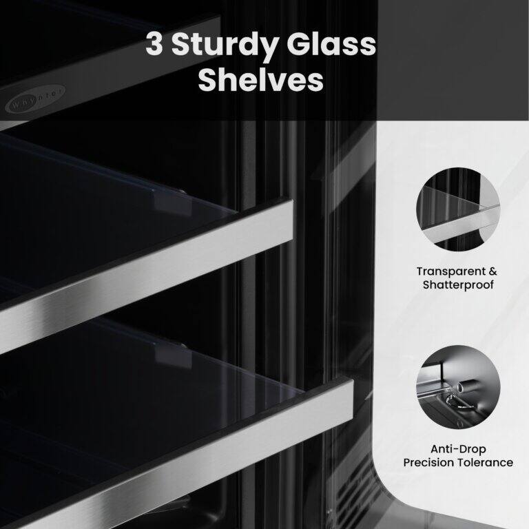 Whynter 3 Sturdy Glass Shelves Transparent & Shatterproof Anti-Drop Precision Tolerance