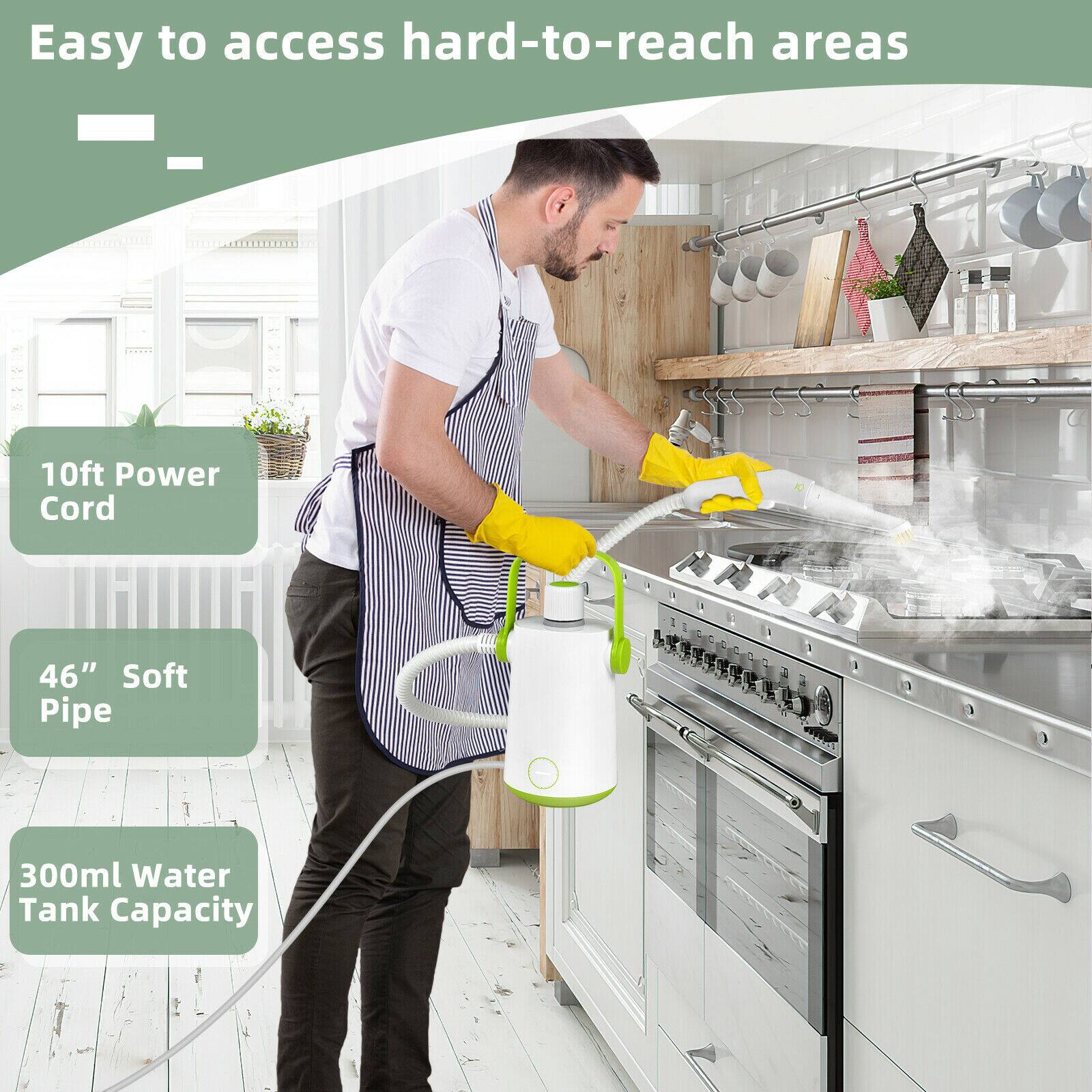 Easy to access hard-to-reach areas - 10ft Power Cord, 46" Soft Pipe, 300ml Water Tank Capacity