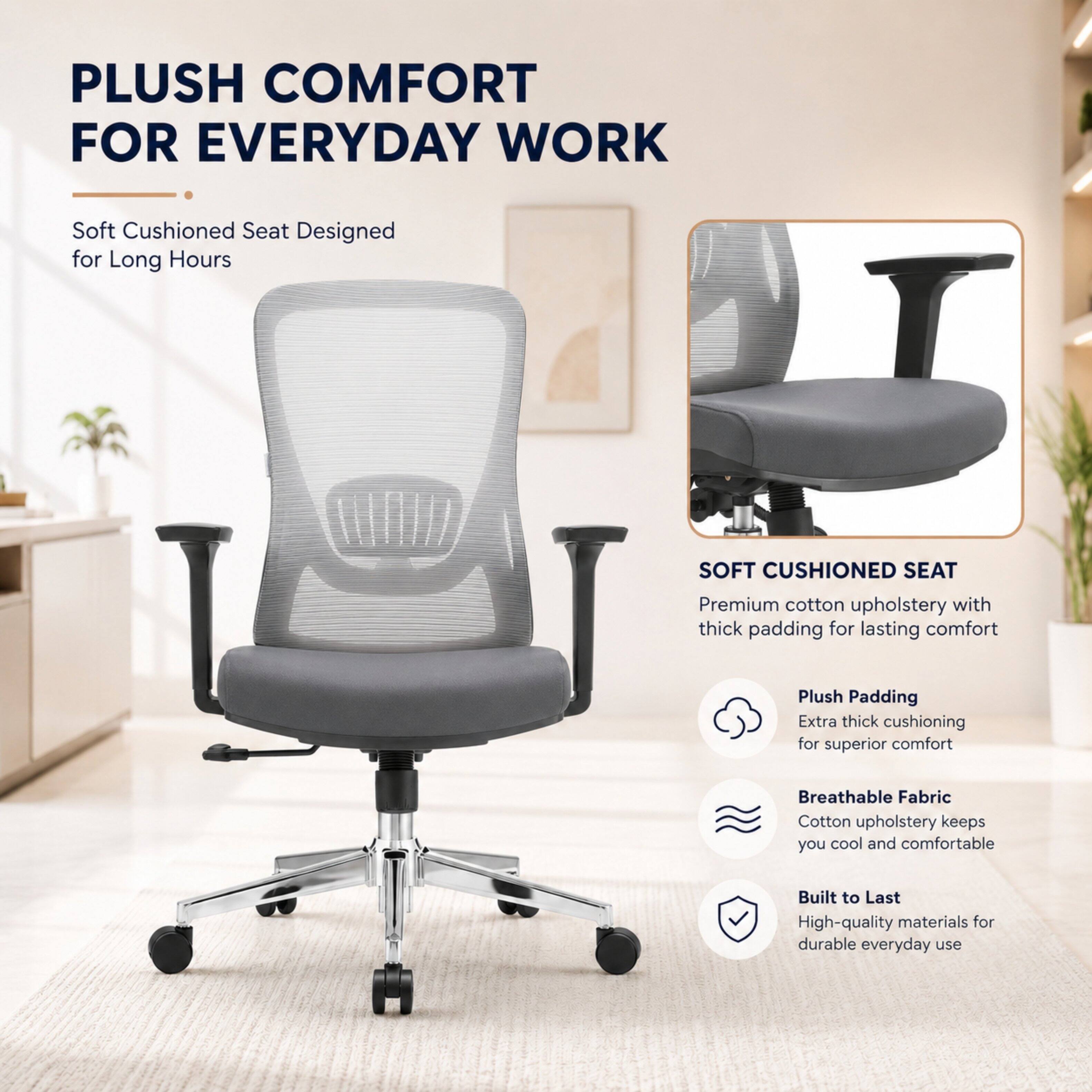 LeisureMod Adorit Ergonomic Mid Back Mesh Office Chair, Breathable ...
