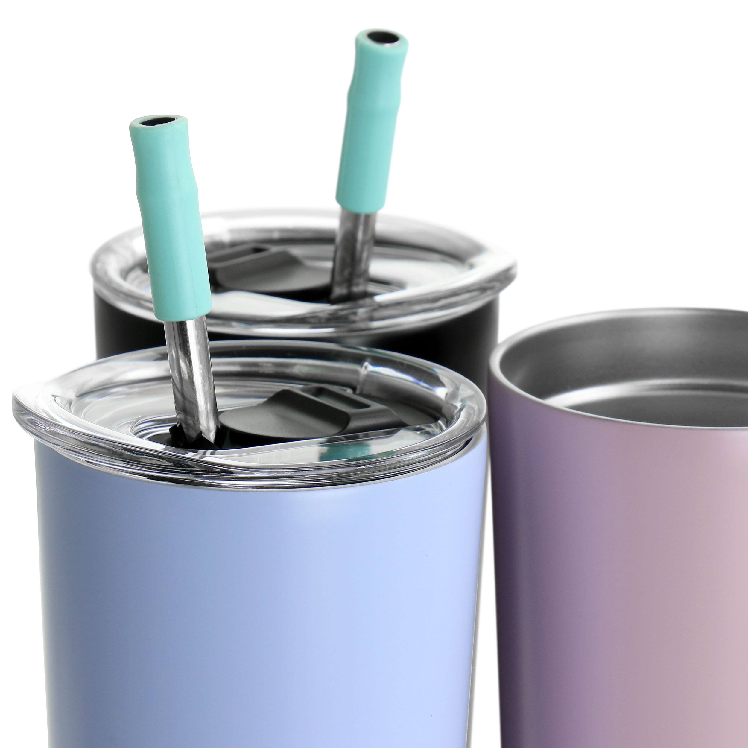 Alt View 2. Mr. Coffee - Mr. Coffee Java Quest 4 Piece 23 oz Stainless Steel Tumbler Set with Lids and Straws in Assorted Colors - Assorted.