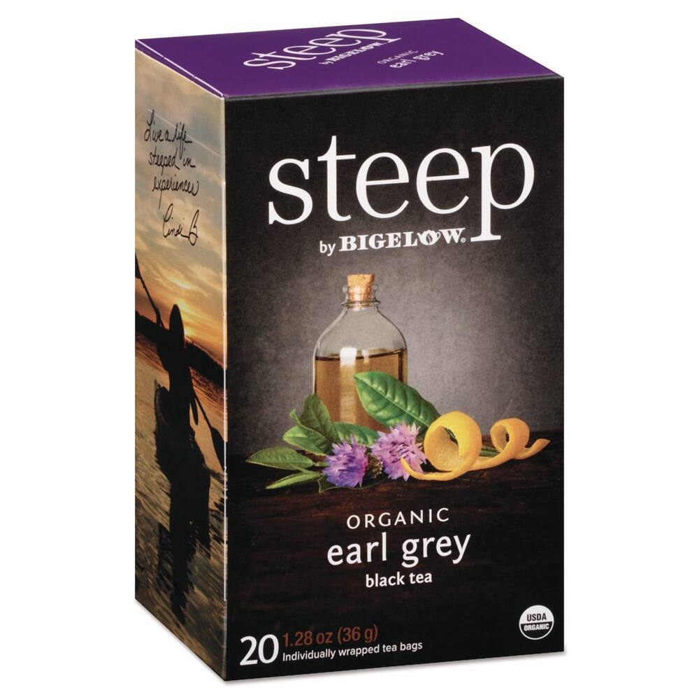 Steep by Bigelow  
Organic Earl Grey Black Tea  
1.28 oz (36 g)  
20 Individually Wrapped Tea Bags  
USDA Organic