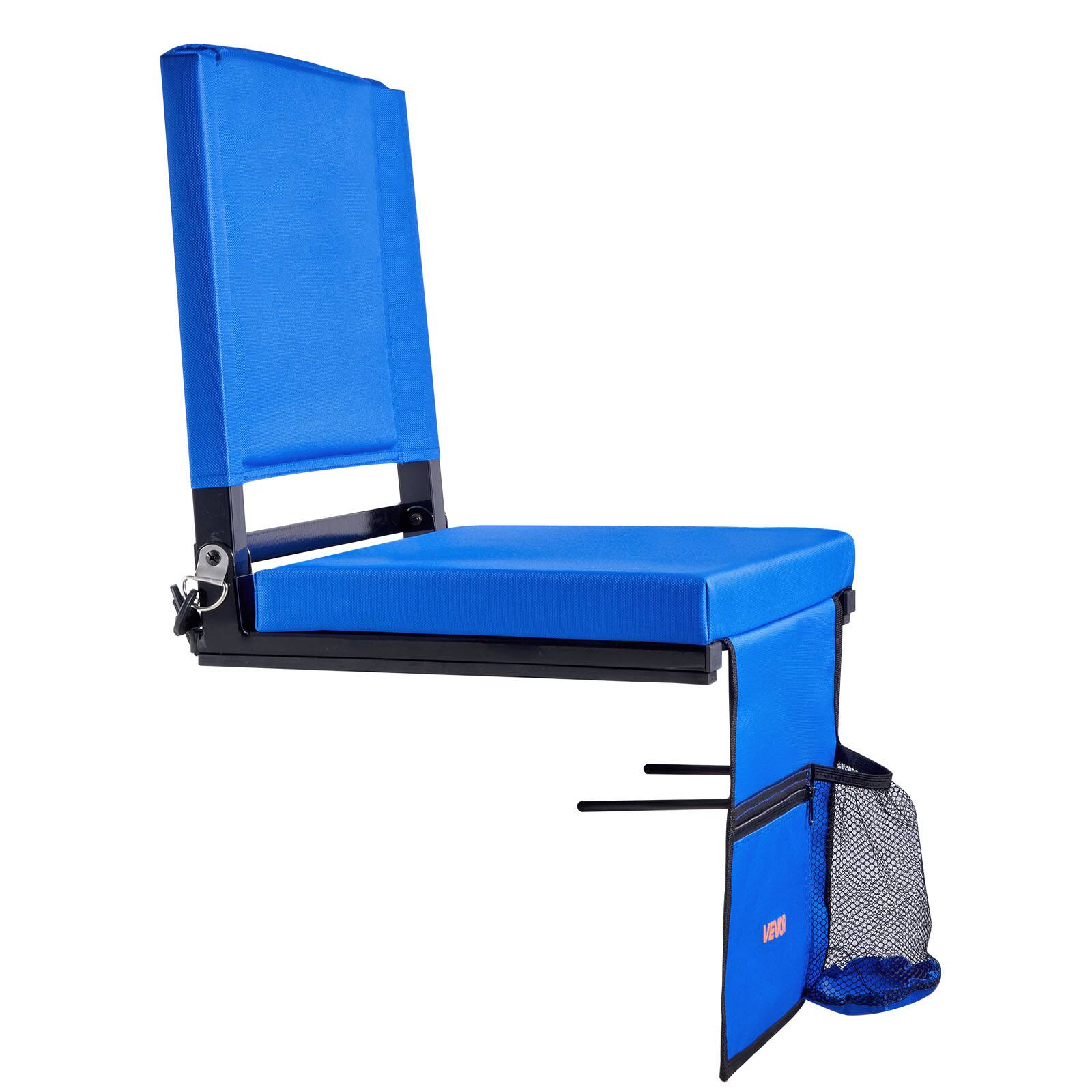 Alt View 5. VEVOR - Stadium Seat, Folding Bleacher Seat with Back Support & Thick Cushion, Padded Stadium Seats for Bleacher - Blue.