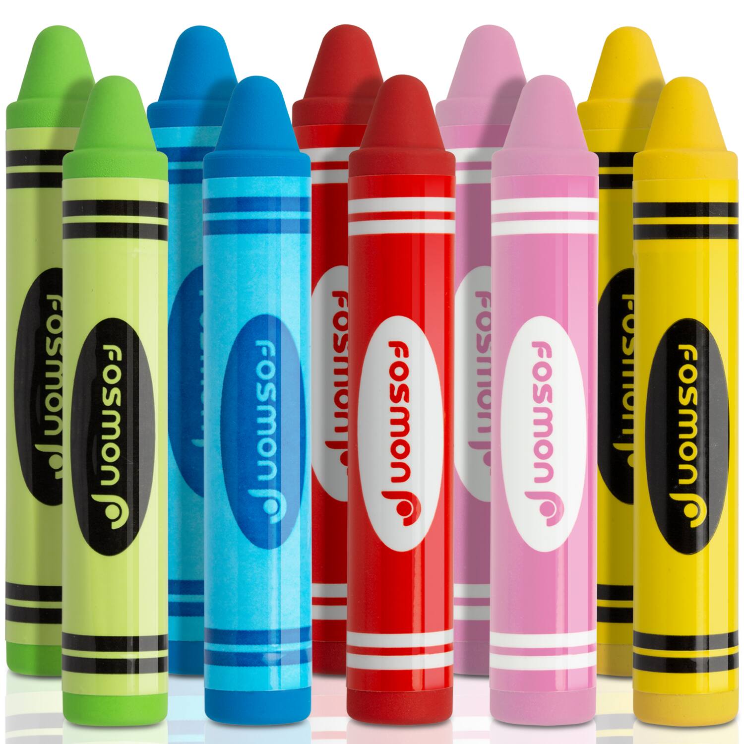 Fosmon - 10x Kids Crayon Stylus Pen for Tablet iPad Kindle, Universal Stylus Pen for Kid, Kid Friendly Stylus Pen for Touchscreen - Multicolored