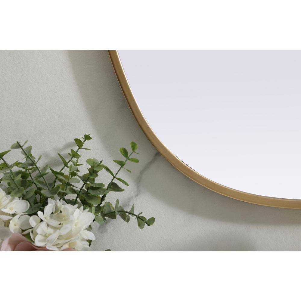 Alt View 6. Elegant Decor - Metal Frame Oval Mirror 20x30 Inch in Brass - Brass.