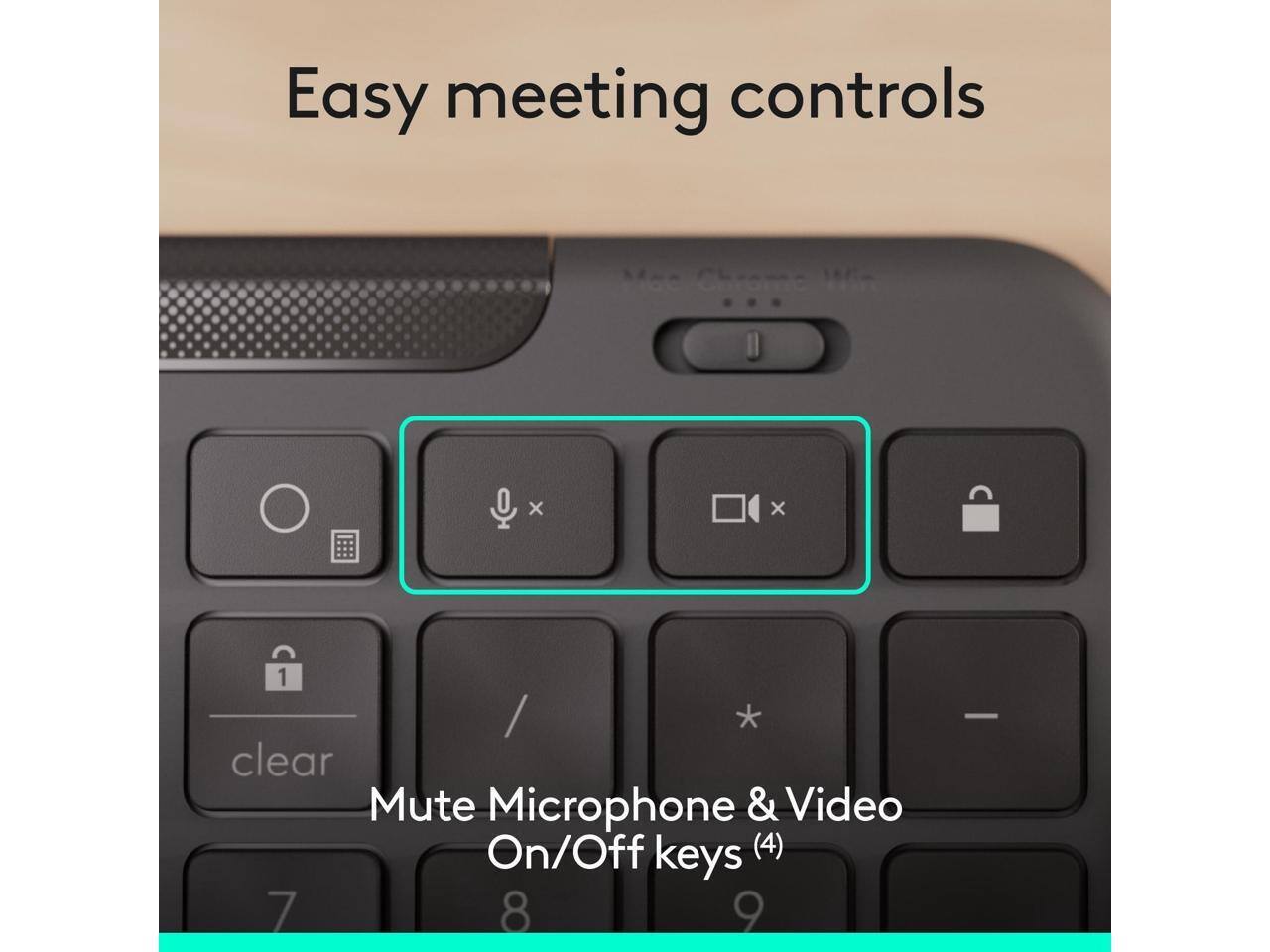 Easy meeting controls

Mute Microphone & Video On/Off keys (4)