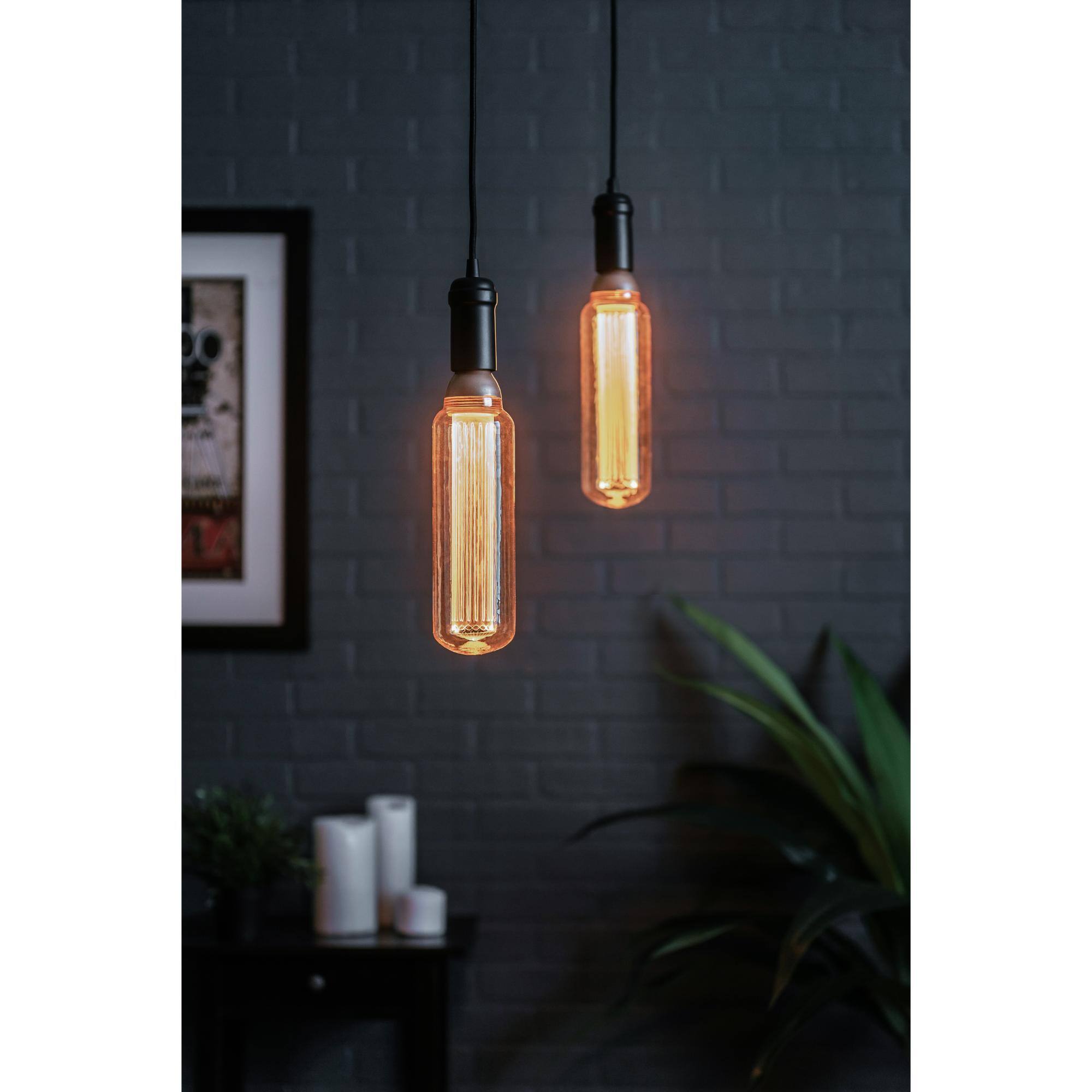 Alt View 6. Next Glow - T80 Tubular LED Light Bulb 8-watts, 2,200K Medium Screw (E26) Base - Amber - Amber.