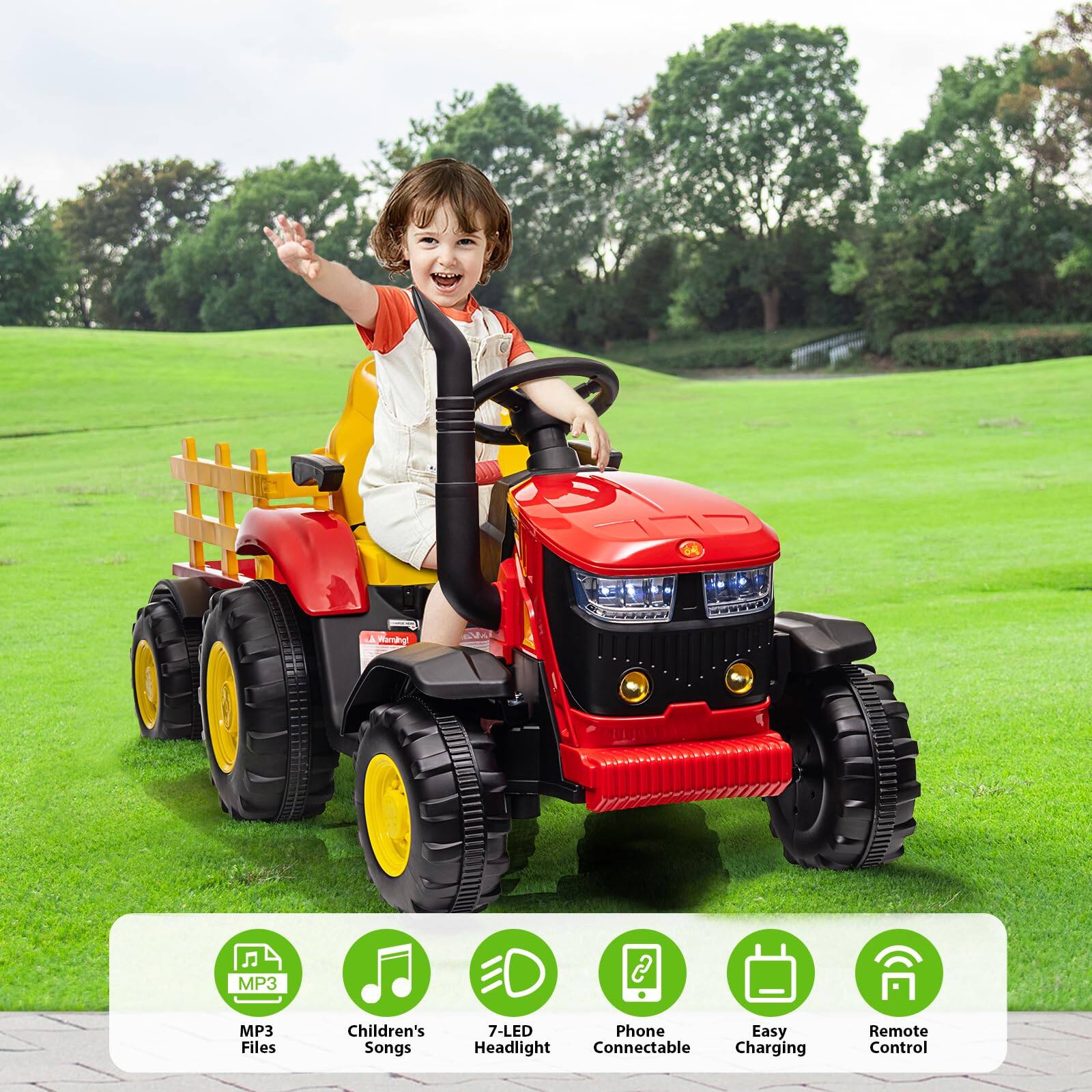 6A LA Maming 2 MP3 MP3 Files Children's Songs 7-LED Headlight Phone Connectable Easy Charging Remote Control