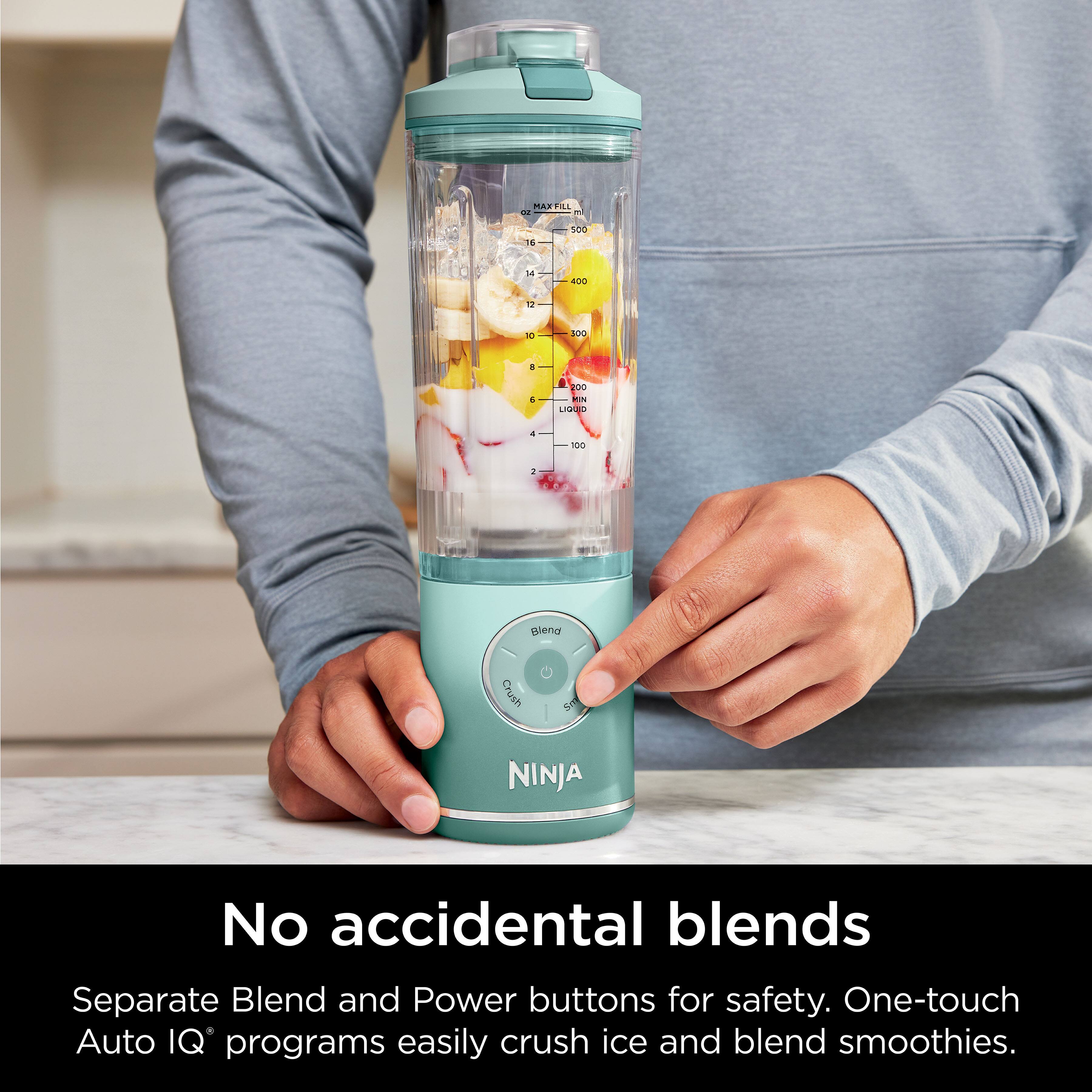 MAX NINJA - No accidental blends. Separate Blend and Power buttons for safety. One-touch Auto IQ programs easily crush ice and blend smoothies.
