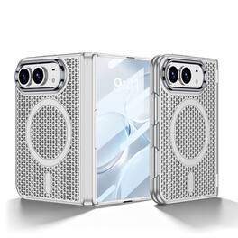 Dteck - for Apple iPhone Duo Heat Dissipation Case with Built-in Screen Protector & Hinge Protection,Slim Hard PC Phone Shell - Silver