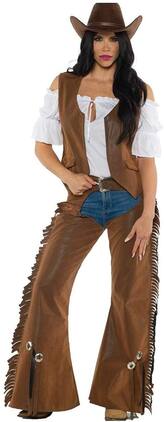 Underwraps - Cowgirl Adult Costume Vest & Chaps | Small - Brown