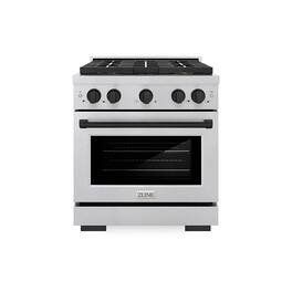 ZLINE - Autograph 30 in. 4.2 cu. ft. Freestanding Paramount Dual Fuel Range w/ DuoPro Cooktop in Satin Steel & Black Accents - Stainless Steel