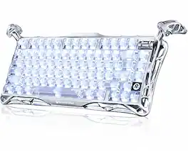 GravaStar - Mercury K1 Pro Wireless Mechanical Gaming Keyboard, 75% Layout, RGB Backlit, Hot-Swappable - Ghost Silver