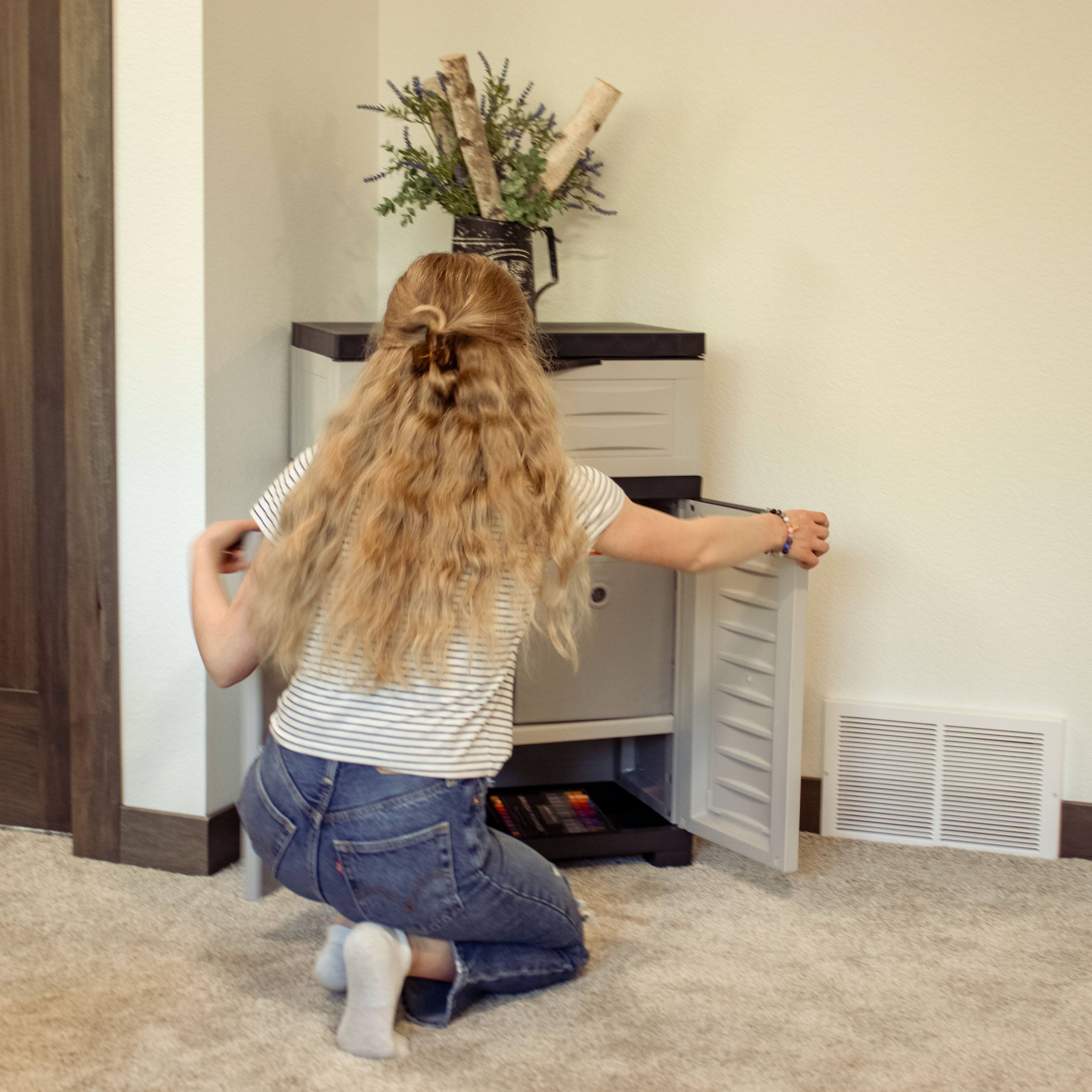 Alt View 10. Sunnydaze - Plastic Storage Cabinet with Adjustable Shelf and Drawer - Gray.