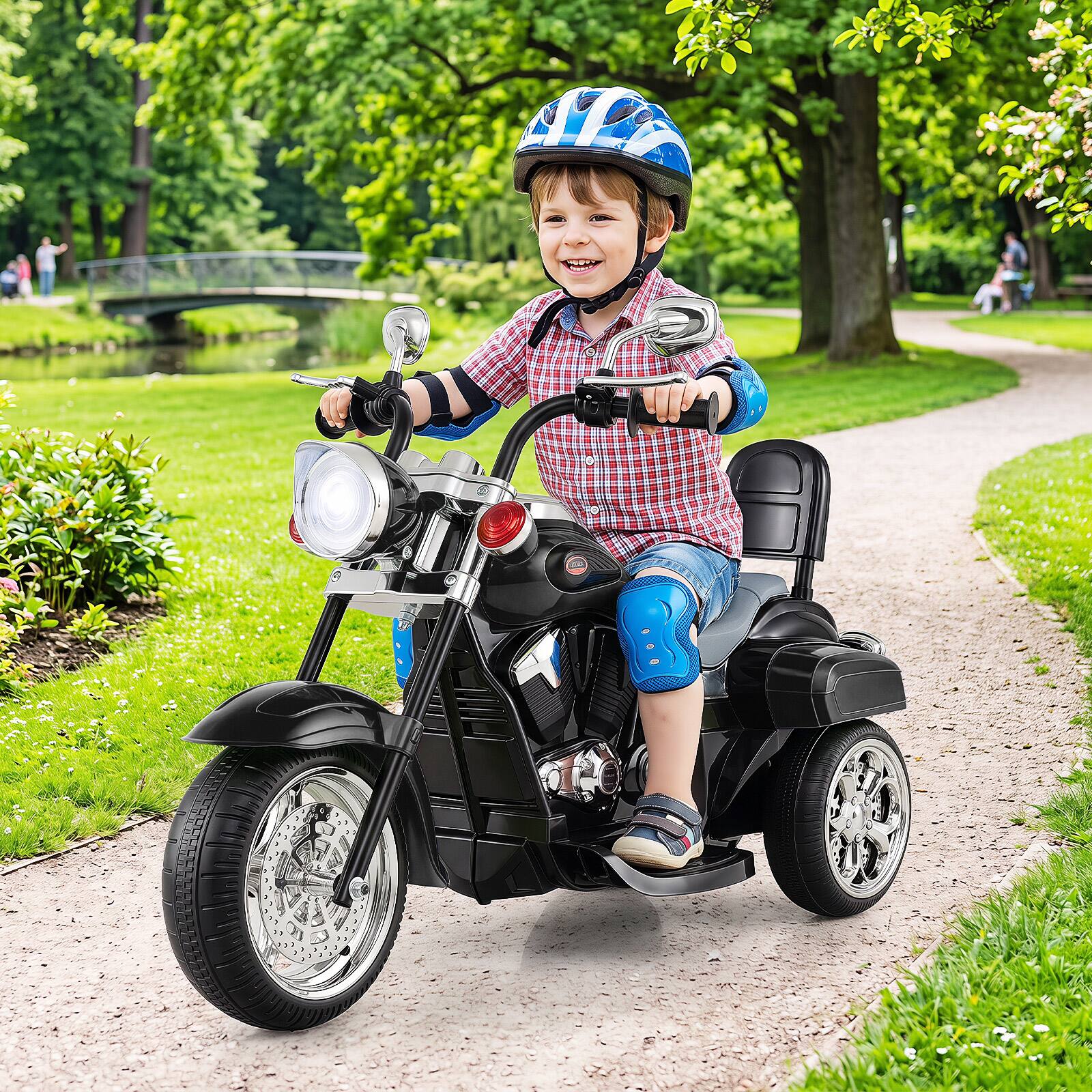 Alt View 3. Gymax - Gymax Kids Motorcycle6V Battery Powered 3-Wheel Electric Motorcycle for Kids w/Horn Black - Black.