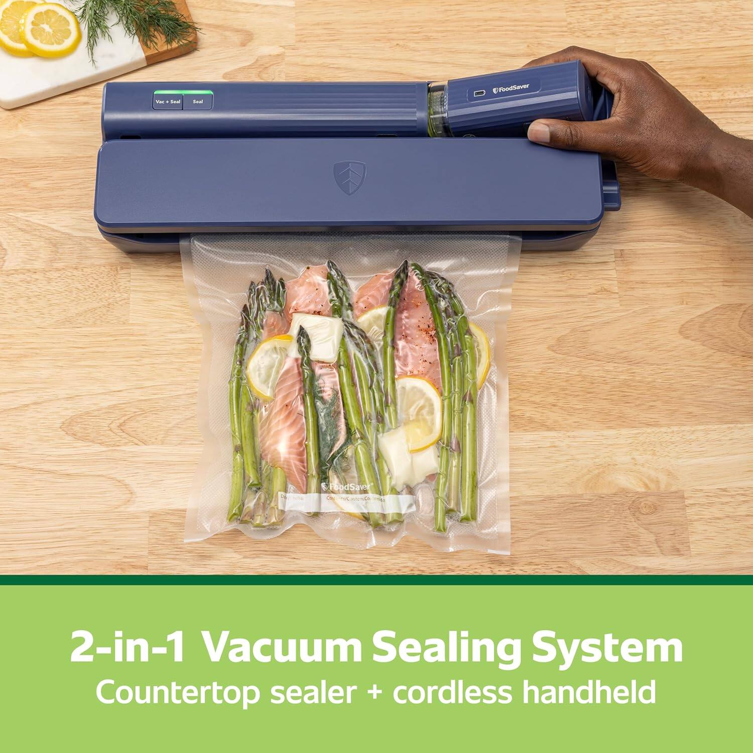 2-in-1 Vacuum Sealing System Countertop sealer + cordless handheld