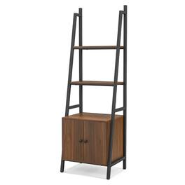 Kadyn - Versatile Shelving Unit Bookcase, Bookshelves Corner Shelf,4-Tier Ladder Shelf with Cabinet and Metal Frame-Rustic - Brown