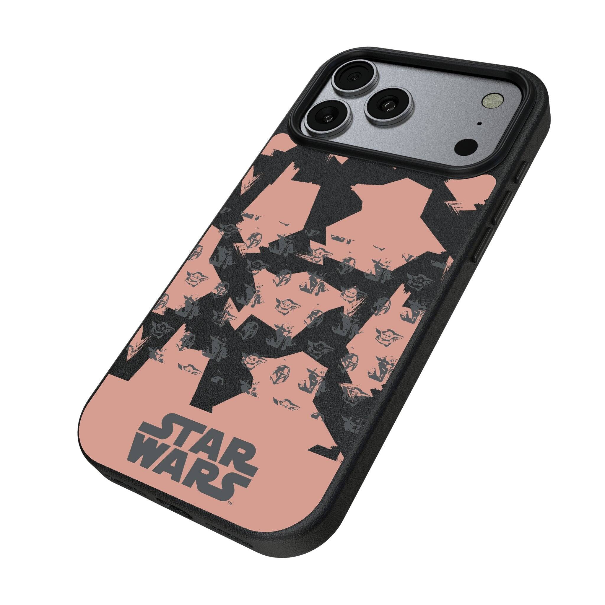Angle. Keyscaper - Star Wars: The Mandalorian Pattern MagSafe Compatible Phone Case - Apple iPhone Air - Grogu.