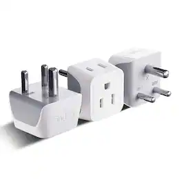 Ceptics - India Travel Adapter - Type D - Ultra Compact (CT-10, 3 Pack) - White
