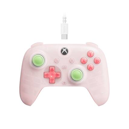 Front. Reds Spade - Ultimate Mini Wired Controller For With Rgb Lighting Fire Ring Hall Effect Joysticks And Triggers Series X s - Translucent Pink.