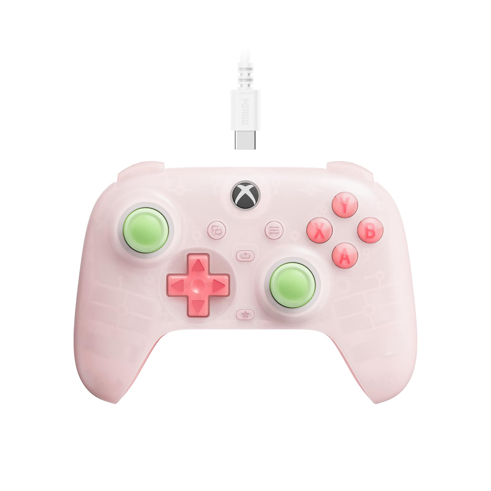 Front. Reds Spade - Ultimate Mini Wired Controller For With Rgb Lighting Fire Ring Hall Effect Joysticks And Triggers Series X s - Translucent Pink.