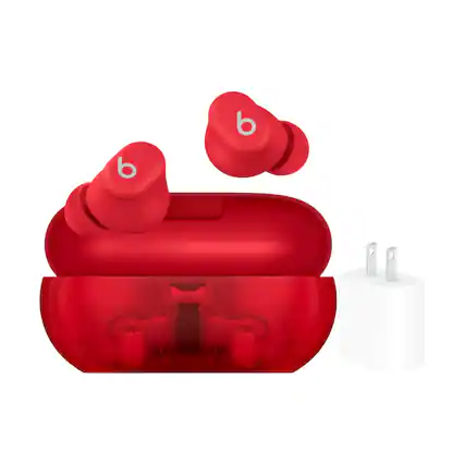 Front. Beats - Beats - Solo Buds True Wireless Earbuds + Power Adapter - Red.