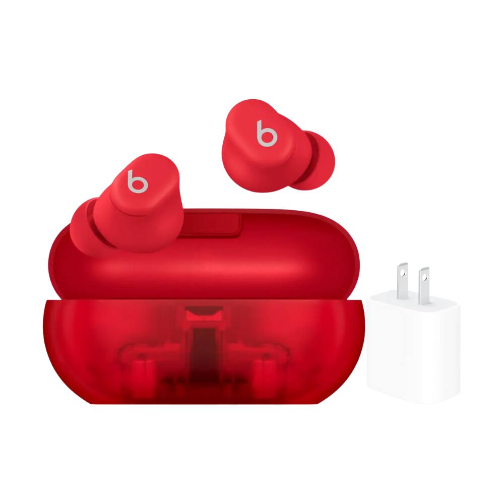 Front. Beats - Beats - Solo Buds True Wireless Earbuds + Power Adapter - Red.