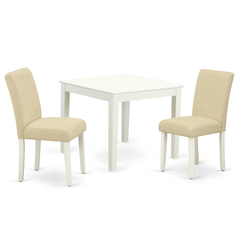 Back. East West Furniture - Dining Room Set Linen White - Brown.