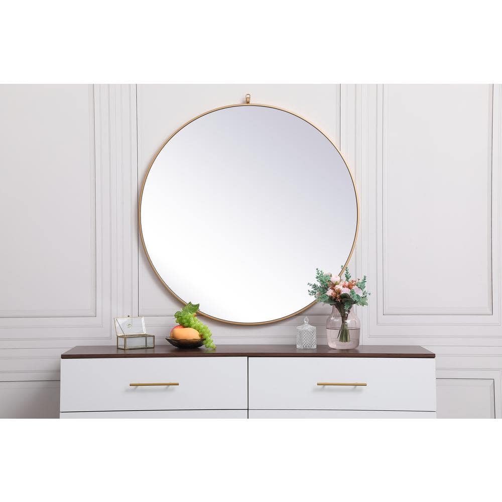 Elegant Decor - Metal frame round mirror with decorative hook 39 inch - Brass price history on PriceWatchPro